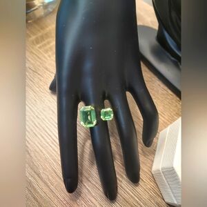 Millenia Open Ring Peridot Green Color Octagon Cut in Gold-tone Setting. Size 6.